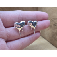 Echt zilveren oorbel stekers druipend hart